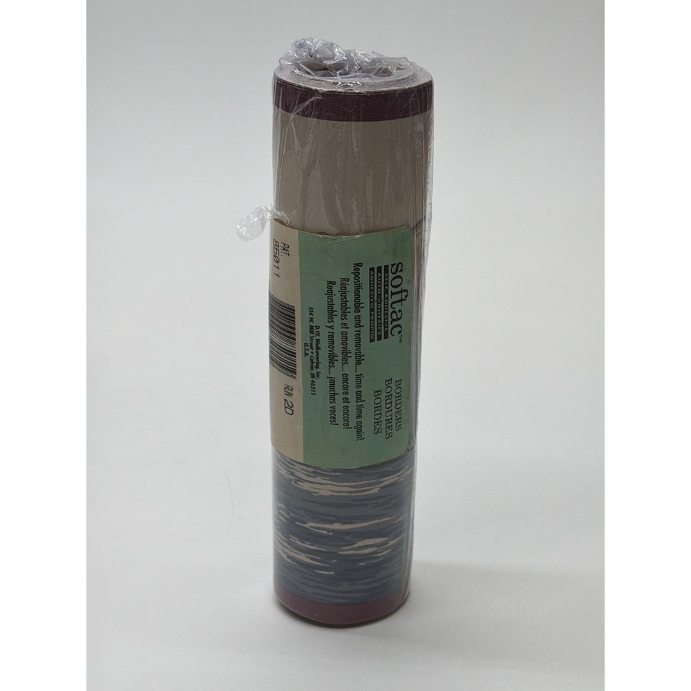 Softac Self Adhesive Wallpaper Border Nature Trees Blue Gray Burgundy 85011 New